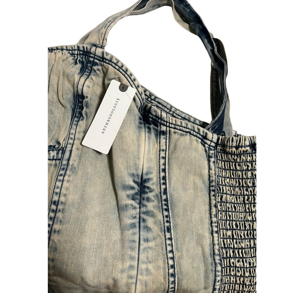 Anthropologie Pilcro Denim Drop-Waist Romper | Womens M, Bleach Wash Blue NEW - Picture 11 of 14